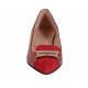 Spitzer Mokassinschuh für Damen mit Accessoire aus rotem Lack- und Wildleder Absatz 1 - Verfügbare Größen:  42