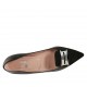 Mocasin à bout pointu pour femmes avec accossoire en cuir verni et daim noir talon 1 - Pointures disponibles:  34