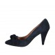 Decolté da donna con fiocco in camoscio blu tacco 8 - Misure disponibili: 32, 34, 43, 45
