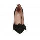 Zapato de salon para mujer con moño en gamuza negra tacon 8 - Tallas disponibles:  32, 33, 34, 43