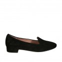 Woman's loafer in black suede heel 2