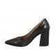 Zapato de salon a punta para mujer en piel de color negro tacon cuadrado 8 - Tallas disponibles:  32, 34