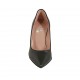 Zapato de salon a punta para mujer en piel de color negro tacon cuadrado 8 - Tallas disponibles:  32, 34