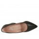Zapato de salon a punta para mujer en piel de color negro tacon cuadrado 8 - Tallas disponibles:  32, 34