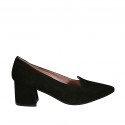 Zapato a punta para mujer en gamuza negra tacon 5