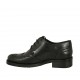 Woman's laced derby shoe in black leather with Brogue decorations heel 3 - Available sizes:  34, 43, 44, 45