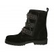 Stivaletto stringato da donna con cerniera e fibbie in camoscio nero tacco 3 - Misure disponibili: 33, 34, 42, 43, 44