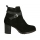 Bottines pour femmes avec fermeture éclair interieur et boucle en daim et cuir noir talon 7 - Pointures disponibles:  42, 43, 44