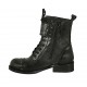 Bottines pour femmes avec lacets, goujons, boucles et fermeture éclair en cuir noir talon 3 - Pointures disponibles:  32, 33