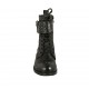 Stivaletto stringato da donna con cerniera, borchie e fibbie in pelle nera tacco 3 - Misure disponibili: 32, 33