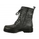 Bottines pour femmes stil combat avec lacets et fermeture éclair en cuir délavé noir talon 3 - Pointures disponibles:  32