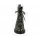Woman's laced combat boot with zipper in black washed out leather heel 3 - Available sizes:  32