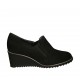 Zapato cerrado para mujer con elasticos en gamuza negra cuña 5 - Tallas disponibles:  34, 42, 43
