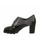 Zapato oxford para mujer con cordones en piel cepillada gris y negra tacon 6 - Tallas disponibles:  33, 34, 42, 43