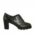Chaussure richelieu à lacets pour femmes en cuir noir talon 6