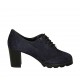Chaussure richelieu à lacets pour femmes en daim bleu talon 6 - Pointures disponibles:  42, 43, 44