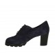 Chaussure richelieu à lacets pour femmes en daim bleu talon 6 - Pointures disponibles:  42, 43, 44