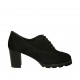 Chaussure richelieu à lacets pour femmes en daim noir talon 6 - Pointures disponibles:  42, 43