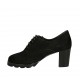 Chaussure richelieu à lacets pour femmes en daim noir talon 6 - Pointures disponibles:  42, 43