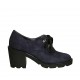Zapato para mujer con cordones en gamuza azul tacon 7 - Tallas disponibles:  33, 42, 43, 44