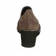Scarpa accollata da donna con elastici in camoscio taupe zeppa 5 - Misure disponibili: 42, 43