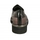 Zapato derby para mujer con cordones en charol negro y piel laminada bronce cuña 3 - Tallas disponibles:  34, 43, 44