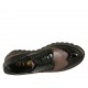 Zapato derby para mujer con cordones en charol negro y piel laminada bronce cuña 3 - Tallas disponibles:  34, 43, 44