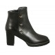 Stivaletto da donna con cerniera e borchie in pelle nera tacco 7 - Misure disponibili: 44