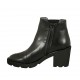 Bottines avec fermeture éclair, elastique et bout Brogue pour femmes en cuir noir talon 7 - Pointures disponibles:  43