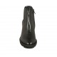 Woman's ankle boot in black leather with zipper, elastic band and Brogue pattern heel 7 - Available sizes:  43