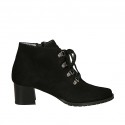 Bottines pour femmes avec lacets fermeture éclair en daim noir talon 5