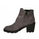 Botines con cremallera, elastico y decoracion Brogue para mujer en gamuza gris tacon 7 - Tallas disponibles:  34, 43, 45