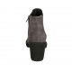 Botines con cremallera, elastico y decoracion Brogue para mujer en gamuza gris tacon 7 - Tallas disponibles:  34, 43, 45