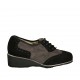 Scarpa stringata oxford da donna in camoscio nero e taupe zeppa 4 - Misure disponibili: 33, 43, 44