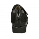 Zapato para mujer con velcro y tachuelas en gamuza y charol negro cuña 3 - Tallas disponibles:  34, 43, 44
