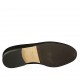 Mocassino da donna con elastici e nappine in camoscio nero e pelle laminata grigia tacco 2 - Misure disponibili: 33, 34, 43