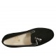 Mocassino da donna con elastici e nappine in camoscio nero e pelle laminata grigia tacco 2 - Misure disponibili: 33, 34, 43