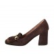 Chaussure fermée pour femmes avec franges et chaîne doré en daim marron talon 7 - Pointures disponibles:  34, 42, 43, 45