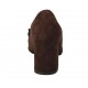 Zapato cerrado para mujer con flecos y cadena dorada en gamuza marron tacon 7 - Tallas disponibles:  34, 42, 43, 45