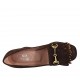 Scarpa accollata da donna con frangia e catena dorata in camoscio marrone tacco 7 - Misure disponibili: 34, 42, 43, 45