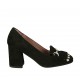 Scarpa accollata da donna con frangia e catena argentata in camoscio nero tacco 7 - Misure disponibili: 34, 42, 43
