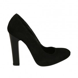 Zapato de salon para mujer en gamuza negra con plataforma interna tacon 11 - Tallas disponibles:  33