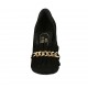 Zapato cerrado para mujer con flecos y cadena en gamuza negra tacon 10 - Tallas disponibles:  31, 32, 33, 34, 42, 43, 46