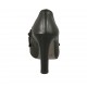 Scarpa accollata da donna con frangia e catena in pelle nera tacco 10 - Misure disponibili: 31, 32, 33, 34, 42, 43, 46