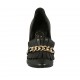 Scarpa accollata da donna con frangia e catena in pelle nera tacco 10 - Misure disponibili: 31, 32, 33, 34, 42, 43, 46