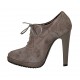 Zapato para mujer en gamuza gris pardo con cordones y plataforma tacon 11 - Tallas disponibles:  31, 34, 43