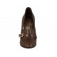 Zapato para mujer con hebilla y flecos en piel marron tacon 10 - Tallas disponibles:  31, 32, 42, 43
