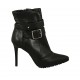 Bottine pour femmes avec fermeture éclair, courroie et boucle en cuir noir talon 10 - Pointures disponibles:  32