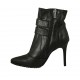 Bottine pour femmes avec fermeture éclair, courroie et boucle en cuir noir talon 10 - Pointures disponibles:  32