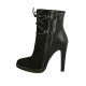 Bottine pour femmes à lacets avec fermeture éclair et plateforme en cuir et daim noir talon 11 - Pointures disponibles:  31, 32, 43
